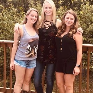 Crisscross black floral tank top